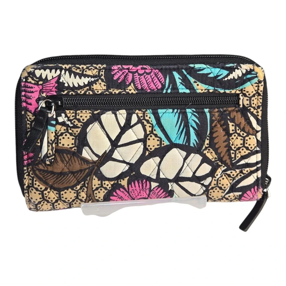 Vera Bradley Turn Lock Wallet Floral Quilted Zip Around Clutch Flaws - Picture 2 of 16